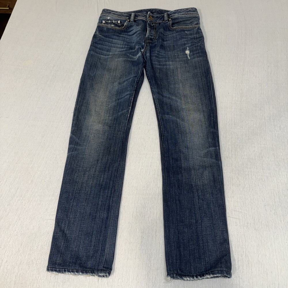 Diesel Jeans Mens 28x32 Blue Zatiny Regular Bootcut Distressed Button Fly 008RQ